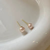 Simple All Match Women's Imitation Pearl Earrings With Geometric Design And Pearl Inlaid Treatment