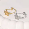 Simple Allmatch Fashion Flower Goldplated Stainless Steel Open Ring For Women