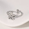 Simple Allmatch Fashion Flower Goldplated Stainless Steel Open Ring For Women