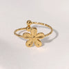 Simple Allmatch Fashion Flower Goldplated Stainless Steel Open Ring For Women