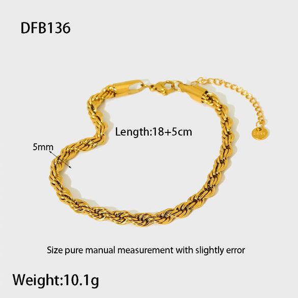 Simple Allmatch Geometric Stainless Steel Electroplated Twist Chain Figaro Chain Watch Strap Bracelet Unisex