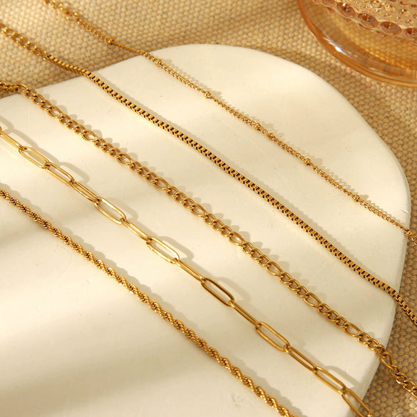 Simple Allmatch Geometric Stainless Steel Electroplated Twist Chain Figaro Chain Watch Strap Bracelet Unisex