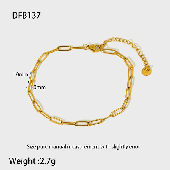 Simple Allmatch Geometric Stainless Steel Electroplated Twist Chain Figaro Chain Watch Strap Bracelet Unisex