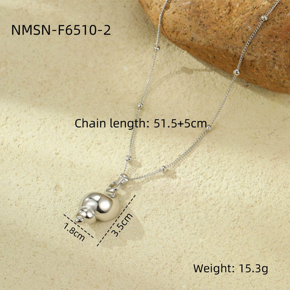 Simple Allmatch Golden Conch Pendant Stainless Steel Necklace For Women Electroplated