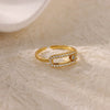 Simple Allmatch Index Finger Ring For Women Microinlaid Zircon Stainless Steel Opening Ring Electroplated