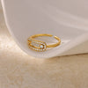 Simple Allmatch Index Finger Ring For Women Microinlaid Zircon Stainless Steel Opening Ring Electroplated
