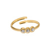 Simple Allmatch 18K Goldplated Titanium Steel Ring With Diamond Elegant Cold Style Electroplated For Women
