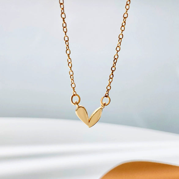 Simple Allmatch Love Necklace With Double Peach Heart Pendant Copper Alloy Diamond Design For Women