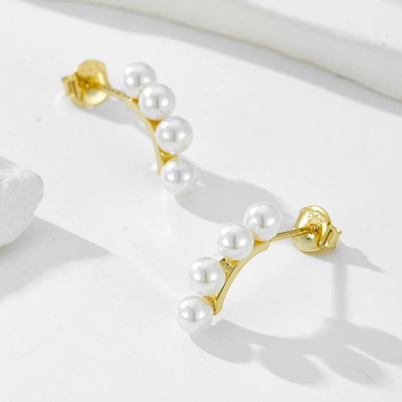Simple Allmatch S925 Sterling Silver Geometric Pearl Women's Earrings