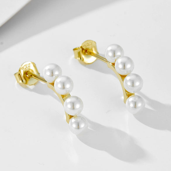 Simple Allmatch S925 Sterling Silver Geometric Pearl Women's Earrings