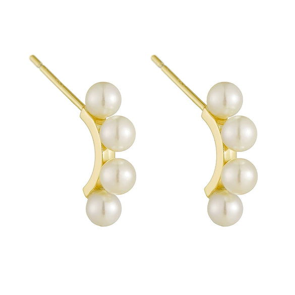 Simple Allmatch S925 Sterling Silver Geometric Pearl Women's Earrings