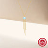 Simple Allmatch S925 Sterling Silver Opal Tassel Zircon Geometric Collarbone Necklace For Women