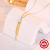 Simple Allmatch S925 Sterling Silver Opal Tassel Zircon Geometric Collarbone Necklace For Women