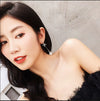 Simple Allmatch Small Fresh Bow Cat's Eye Stone Tassel Earrings For Women Trendy Long Elegant Earrings With Styling Bow Shape Electroplated Alloy And S925 Silver Needle