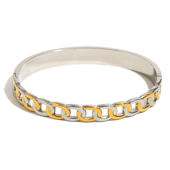 Simple Allmatch Temperament Light Luxury Hand Jewelry Stainless Steel 18K Gold Plated Chain Buckle Bracelet With Geometric Style And Electroplating Processing