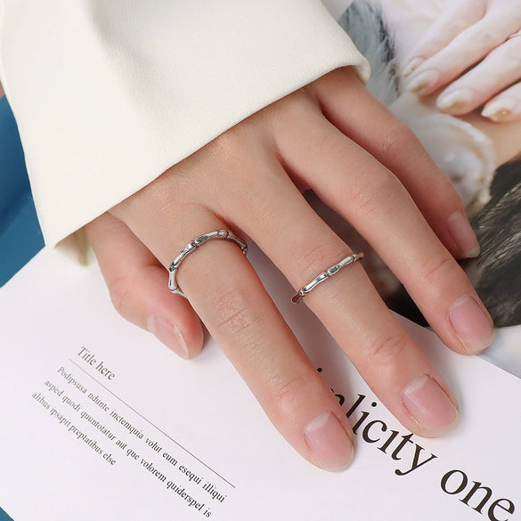 Simple Allmatch Women's Bamboo Ring In 316L Stainless Steel With 18K Gold Plated Electroplating And Geometric Design