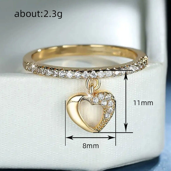 Simple Allmatch Women's Copper Heartshaped Ring With Zircon Design