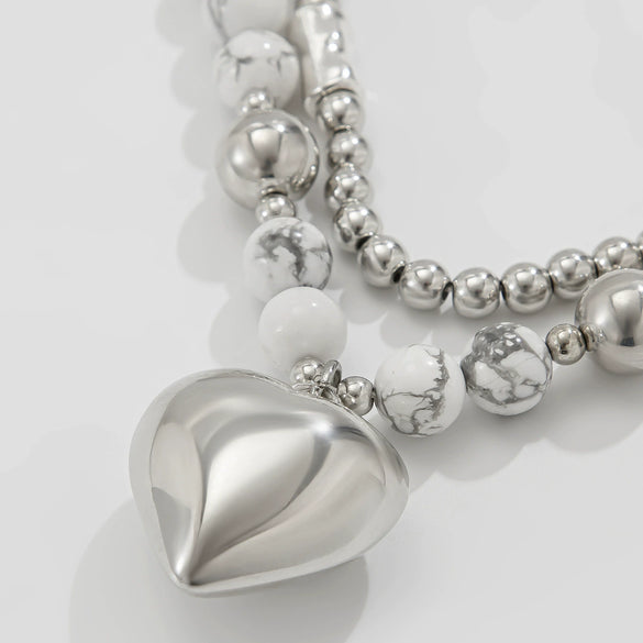Simple Alloy Heart Pendant Necklace With Electroplating Treatment
