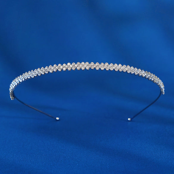 Simple Alloy Rhinestone Thin Headband For Women Diamond Inlay Hairband Elegant Daily Hair Jewelry