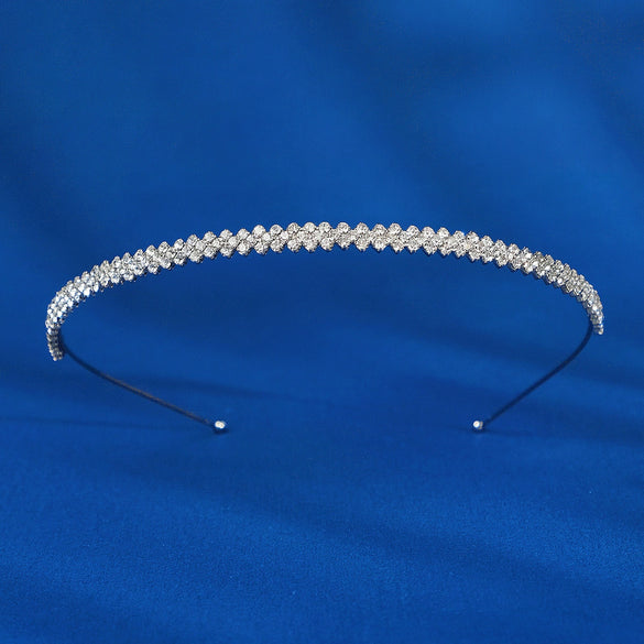 Simple Alloy Rhinestone Thin Headband For Women Diamond Inlay Hairband Elegant Daily Hair Jewelry