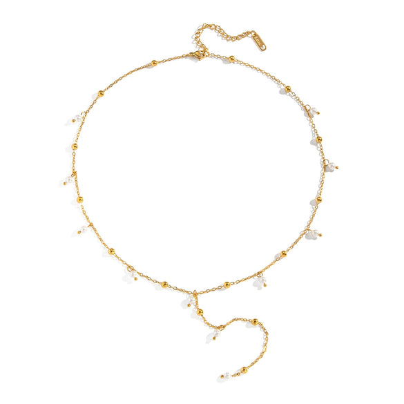 Simple And Elegant Girly Light Luxury Niche Non Fading Millet Bead Pearl Necklace In Stainless Steel With Geometric Shape And Electroplating