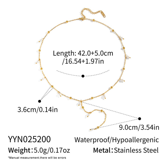 Simple And Elegant Girly Light Luxury Niche Non Fading Millet Bead Pearl Necklace In Stainless Steel With Geometric Shape And Electroplating