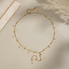 Simple And Elegant Girly Light Luxury Niche Non Fading Millet Bead Pearl Necklace In Stainless Steel With Geometric Shape And Electroplating