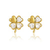 Simple And Highend Stainless Steel 18K Electroplated Women's Earrings With Fourleaf Clover Design And Zircon