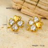 Simple And Highend Stainless Steel 18K Electroplated Women's Earrings With Fourleaf Clover Design And Zircon