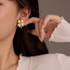 Simple And Highend Stainless Steel 18K Electroplated Women's Earrings With Fourleaf Clover Design And Zircon