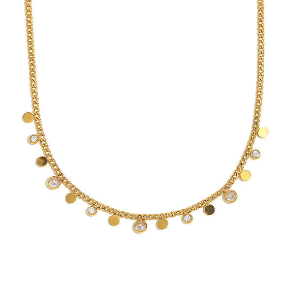 Simple And Versatile Commuter Necklace Stainless Steel Plated 18K Gold Geometric Disc Side Chain Electroplated For Women