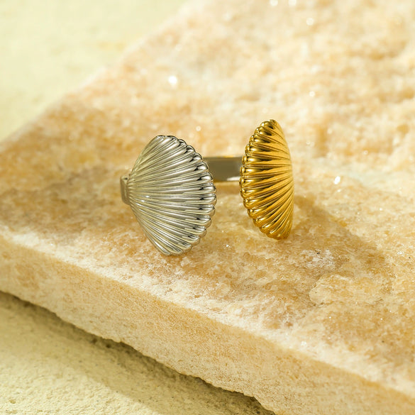 Simple Atmospheric Ocean Wind Jewelry Stainless Steel Starfish Scallop Bracelet Open Ring With Electroplating