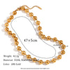 Simple Bead Chain Necklace For Women Exaggerated Personality Stainless Steel With 18K Gold Plated Geometric Design Electroplated