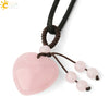 Simple Beaded Natural Crystal Stone Heartshaped Necklace For Men And Women