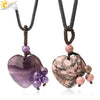 Simple Beaded Natural Crystal Stone Heartshaped Necklace For Men And Women