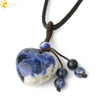 Simple Beaded Natural Crystal Stone Heartshaped Necklace For Men And Women
