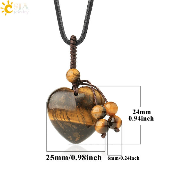 Simple Beaded Natural Crystal Stone Heartshaped Necklace For Men And Women