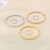 Simple Beads Water Corrugated Geometric Stainless Steel Open Oval Twopiece Ring And Bracelet Jewelry With Electroplating
