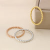 Simple Beads Water Corrugated Geometric Stainless Steel Open Oval Twopiece Ring And Bracelet Jewelry With Electroplating