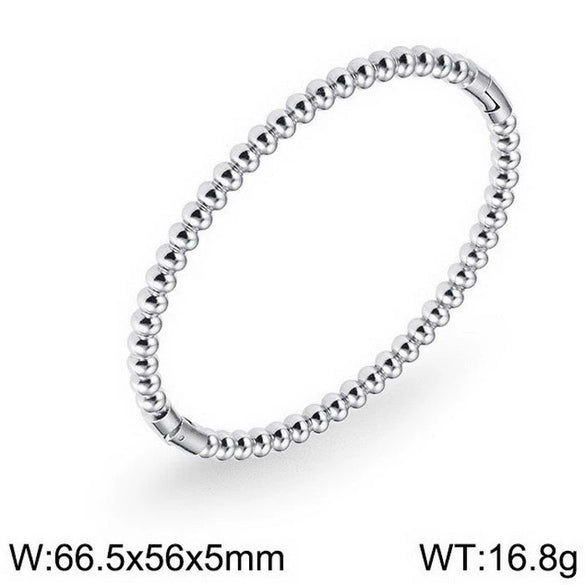 Simple Beads Water Corrugated Geometric Stainless Steel Open Oval Twopiece Ring And Bracelet Jewelry With Electroplating