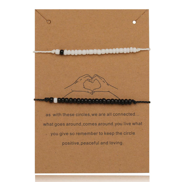 Simple Black And White Rice Beads Woven Geometric Handmade Bracelet For Couples And Girlfriends Jewelry Wholesale