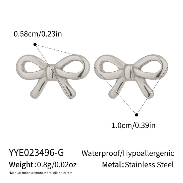 Simple Bow Earrings For Women Stainless Steel Electroplated Elegant Classic Campus Jewelry Accessories