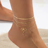 Simple Bow Imitation Pearl Anklet Metal Thin Chain Women's Foot Accessories