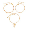 Simple Bow Imitation Pearl Anklet Metal Thin Chain Women's Foot Accessories