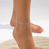 Simple Bow Imitation Pearl Anklet Metal Thin Chain Women's Foot Accessories