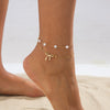 Simple Bow Imitation Pearl Anklet Metal Thin Chain Women's Foot Accessories