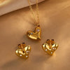 Simple Bow Stainless Steel Jewelry Set With Roman Medallion Irregular Love Pattern Electroplated For Women