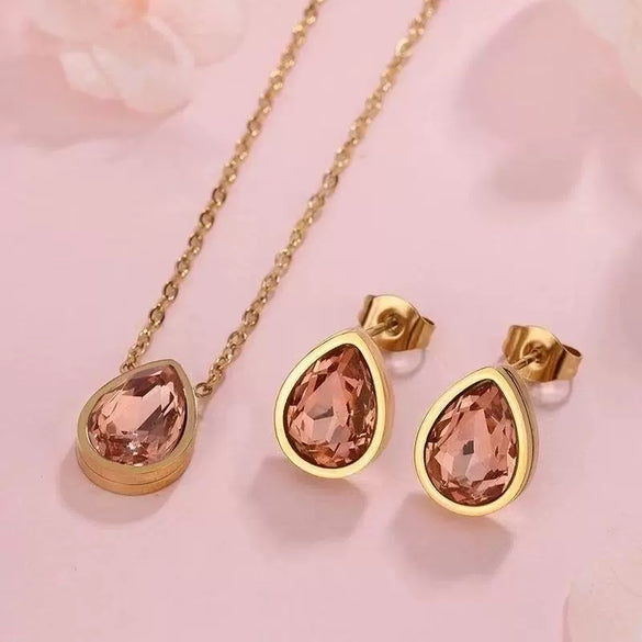 Simple Bow Stainless Steel Jewelry Set With Roman Medallion Irregular Love Pattern Electroplated For Women