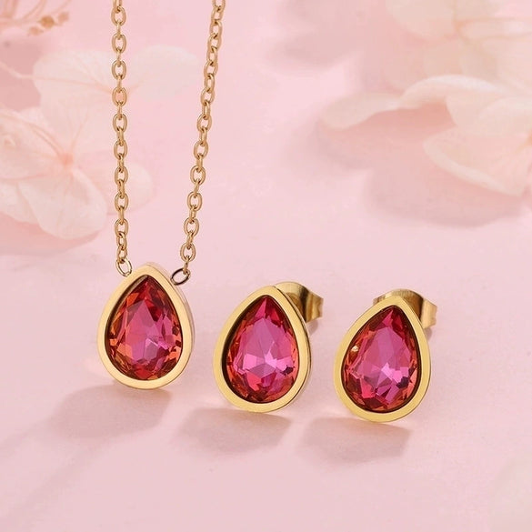 Simple Bow Stainless Steel Jewelry Set With Roman Medallion Irregular Love Pattern Electroplated For Women