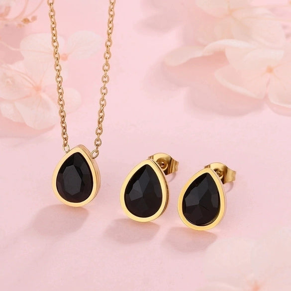 Simple Bow Stainless Steel Jewelry Set With Roman Medallion Irregular Love Pattern Electroplated For Women